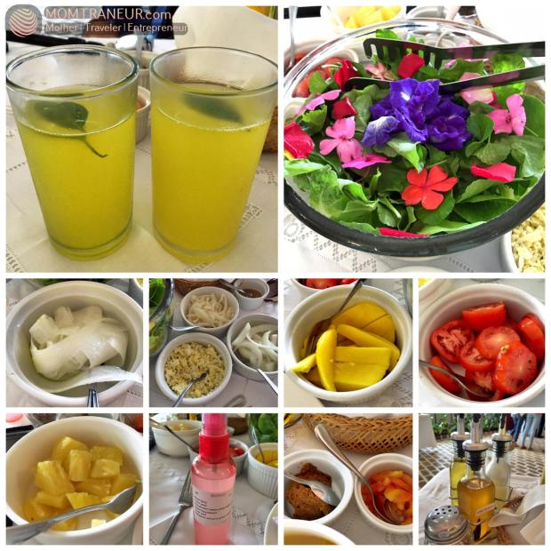 Yummy garden salad with super veggies and edible flowers! 