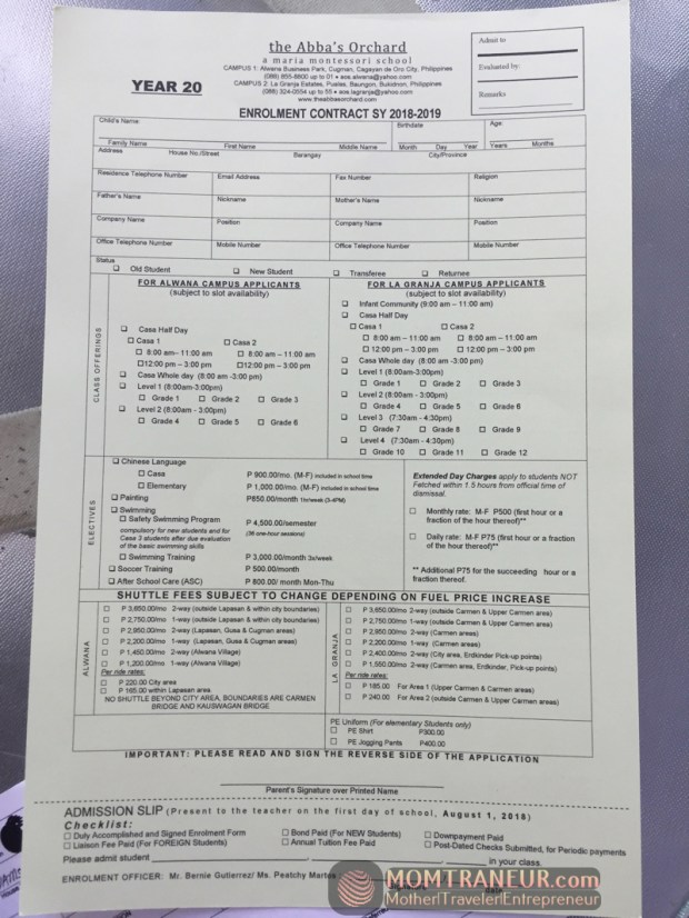 The Abba's Orchard Tuition and Fees