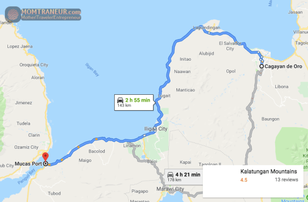Cagayan de Oro to Mucas Map