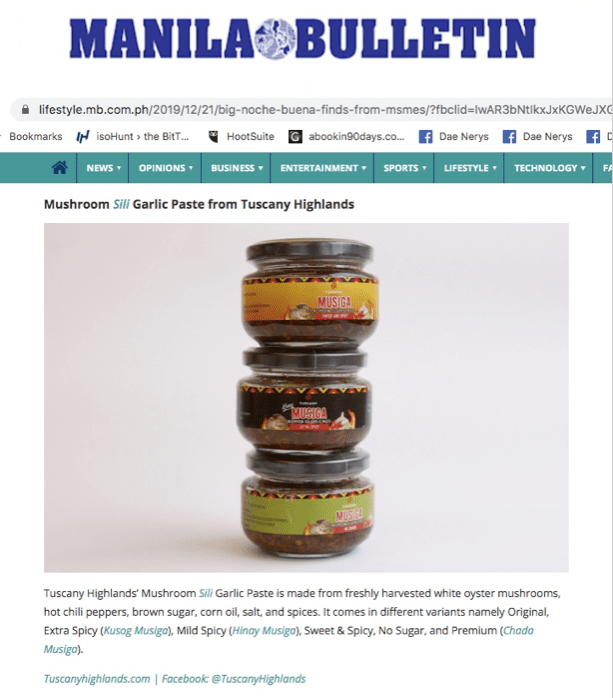 Manila Bulletin Feature of Tuscany Highlands' Musiga 